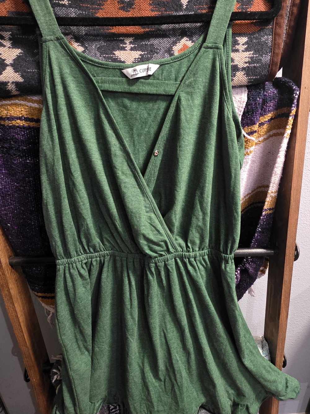 Cupshe Green Sleeveless Wrap-Front Dress